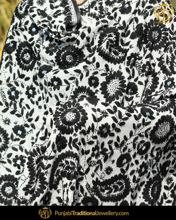 Black & White Double Color Phulkari | Punjabi Traditional Jewellery Exclusive